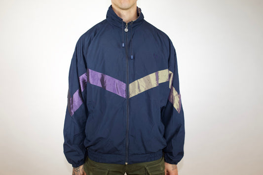 VINTAGE NAVY/PURPLE/GOLD FRED PERRY SPRAY JACKET (XL)